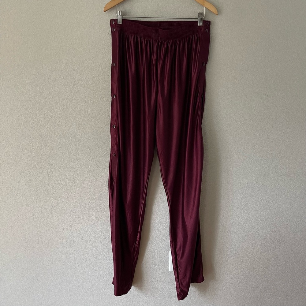 Betlin Y2K Vintage Tear Away Snap Buttons Burgundy Basketball Pants Size XXL